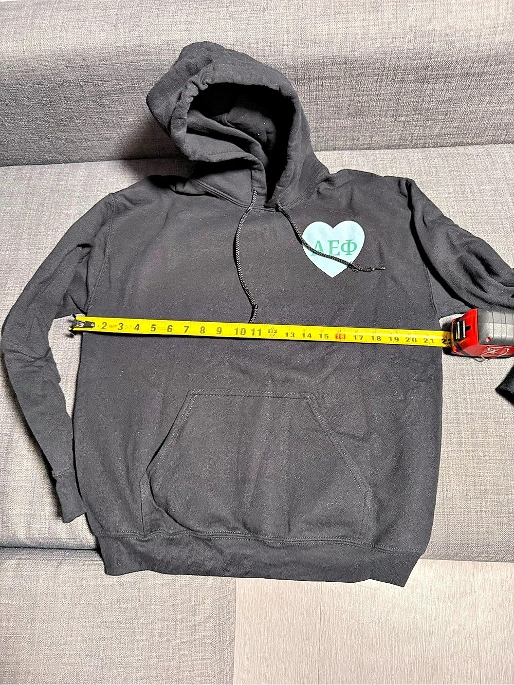 Gildan Alpha Epsilon Phi Sorority Hoodie Black & Green Large